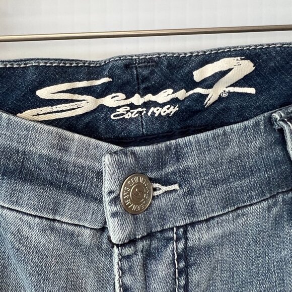 Seven7 Jean Women 18 Plus Boot Cut Mid 38x32 Distress Denim Luxe Retro Core Ex - Picture 5 of 16